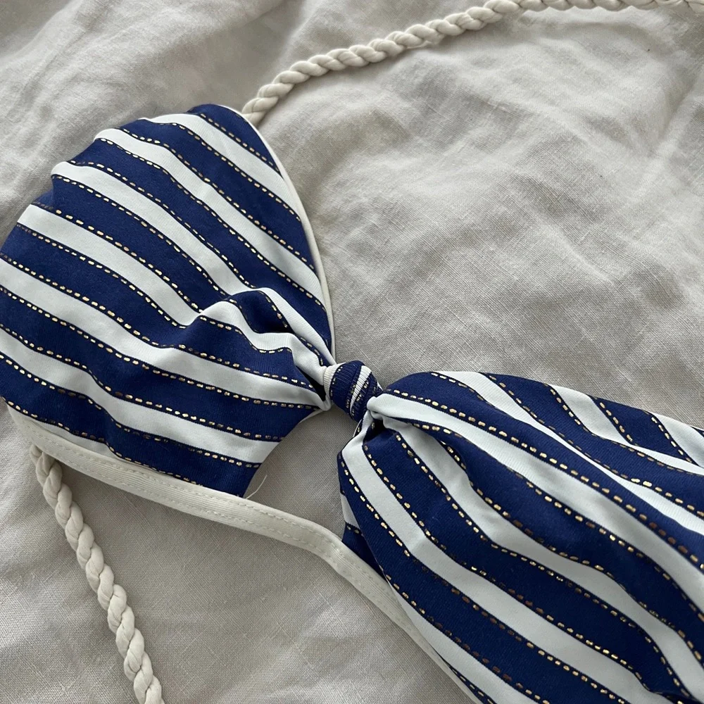 L*Space Striped Bikini Top with Rope NEW NWT